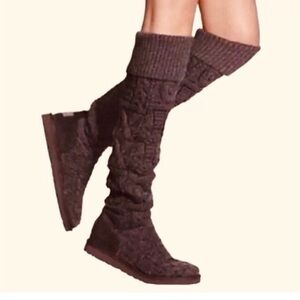 UGG Dark Brown Over the Knee Knit Boots